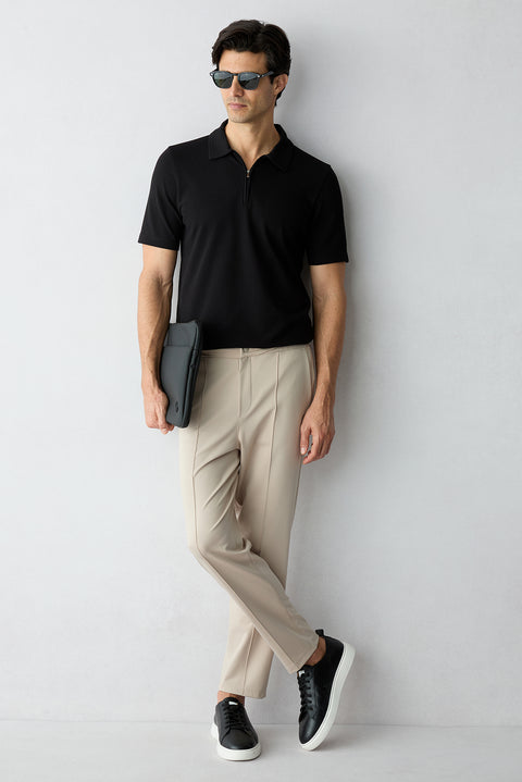 Açık Bej Techno-Line Cepli Likralı Esnek Beli Lastikli İpli Sweatpant / Eşofman Altı