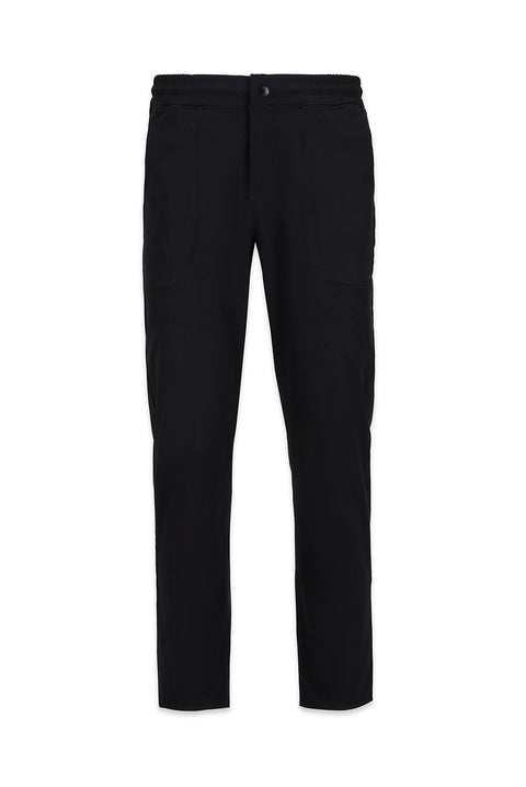 Black Regular Fit Lycra Plain Sweatpants with Drawstring Elastic Waist