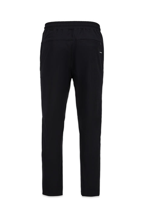 Black Regular Fit Lycra Plain Sweatpants with Drawstring Elastic Waist