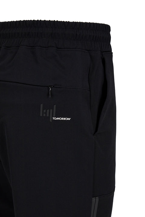 Black Regular Fit Lycra Plain Sweatpants with Drawstring Elastic Waist