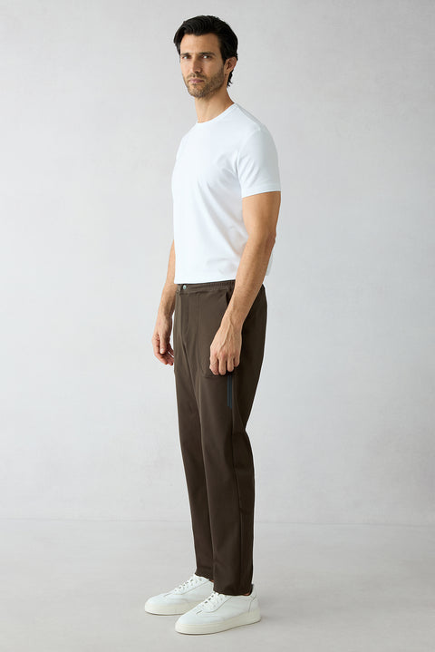 Orta Haki Techno-Line Cepli Beli Lastikli Cepli Likralı Esnek Sweatpant / Eşofman Altı