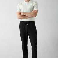 Black Elasticated Waist Drawstring Pocketed Lycra Sweatpants