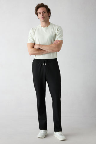  Siyah Beli Lastikli İpli Cepli Likralı Sweatpant / Eşofman Altı
