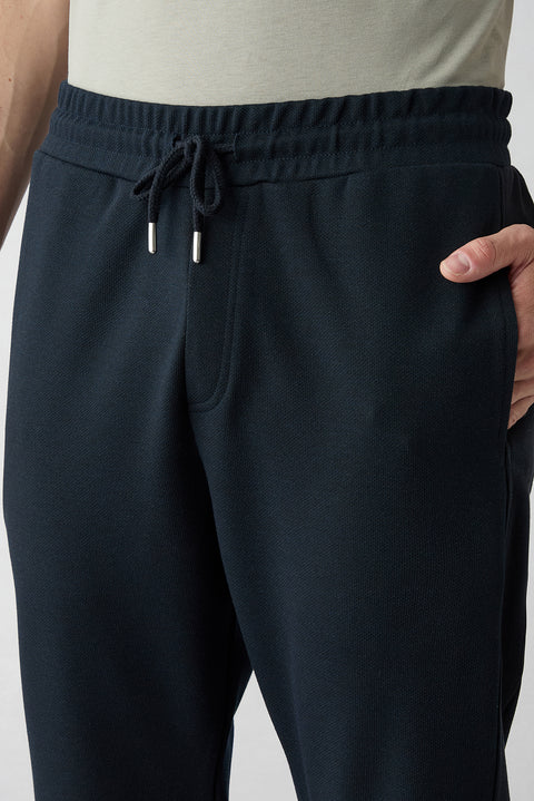 Dark Navy Blue Elasticated Waist Drawstring Pocketed Stretchy Sweatpants