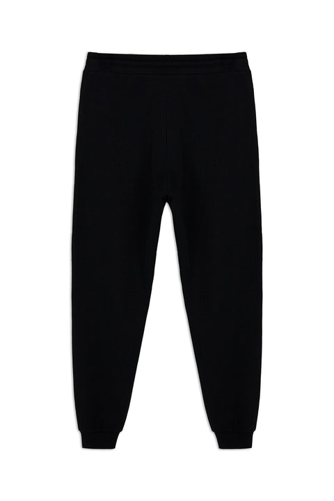 Siyah Beli Lastikli İpli Cepli Pamuklu Sweatpant / Eşofman Altı