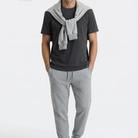 Orta Gri Melanj Beli Lastikli İpli Cepli Pamuklu Sweatpant / Eşofman Altı