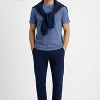 Dark Navy Blue Elasticated Waist Drawstring Pocketed Cotton Sweatpants