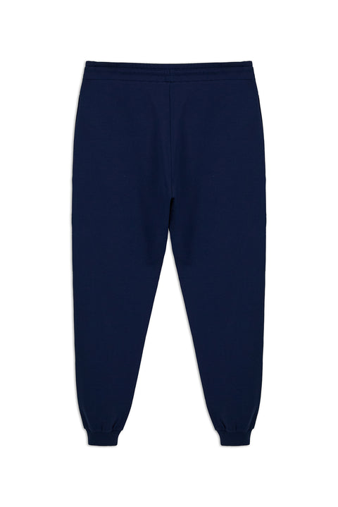 Dark Navy Blue Elasticated Waist Drawstring Pocketed Cotton Sweatpants
