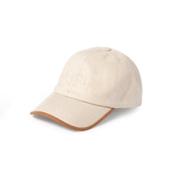 Light Beige Embroidered Linen Hat