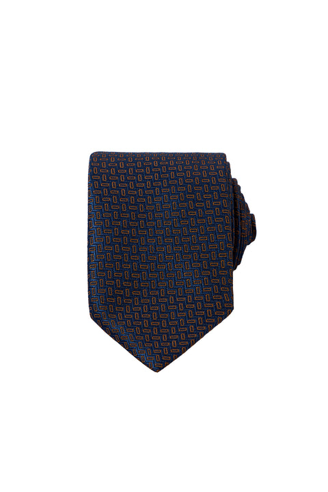 Medium Navy Blue Patterned Tie (75)