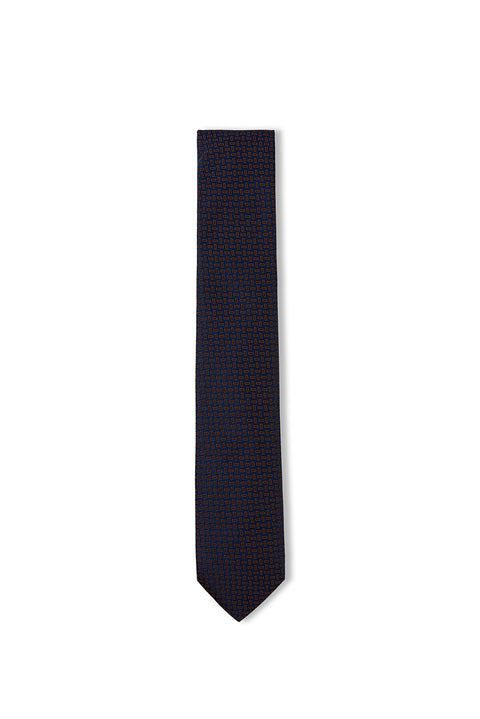 Medium Navy Blue Patterned Tie (75)
