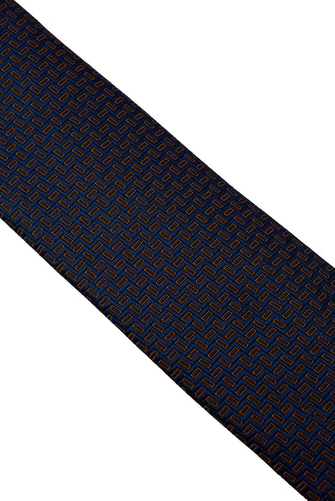 Medium Navy Blue Patterned Tie (75)