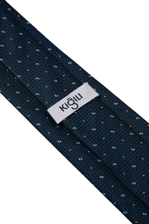 Medium Navy Blue Patterned Tie (75)