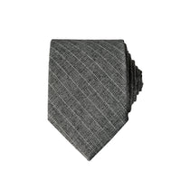 Dark Gray Striped Linen-Look Tie