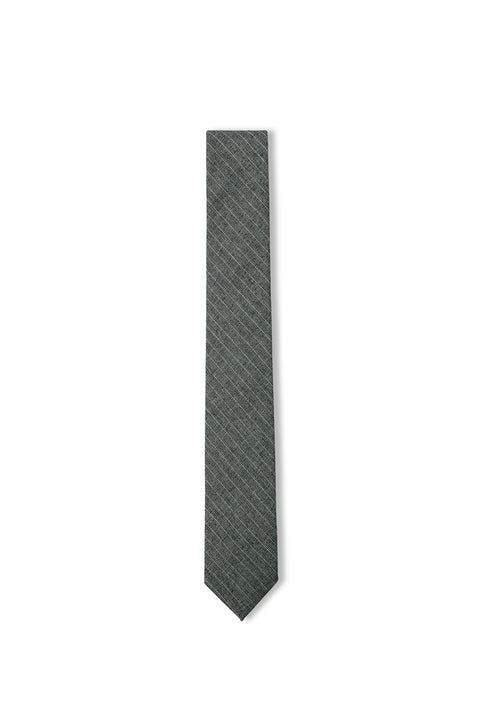 Dark Gray Striped Linen-Look Tie