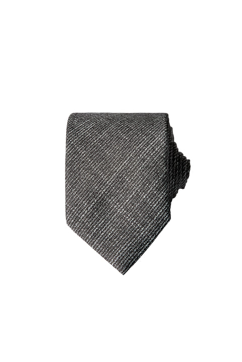 Medium Smoke Patterned Linen-Look Tie