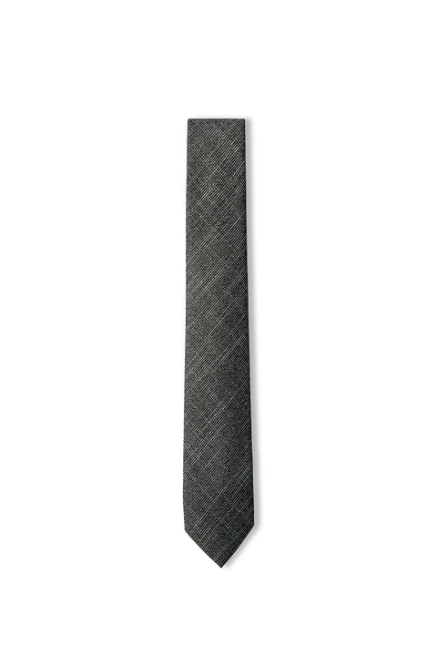 Medium Smoke Patterned Linen-Look Tie