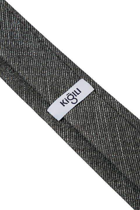Medium Smoke Patterned Linen-Look Tie