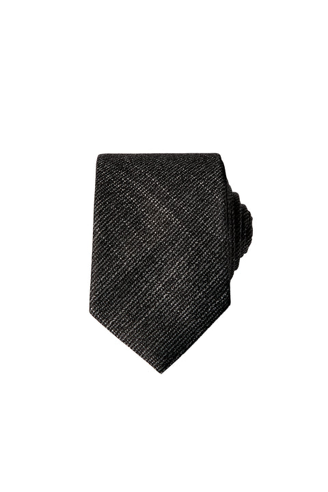 Dark Grey Patterned Linen Look Tie