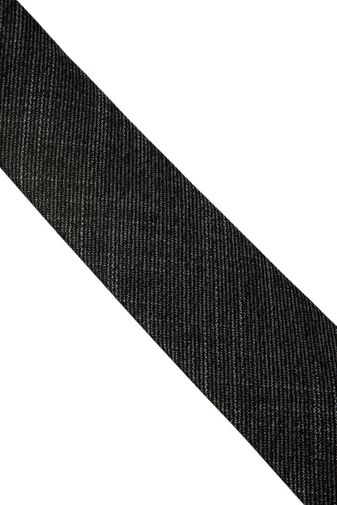 Dark Grey Patterned Linen Look Tie