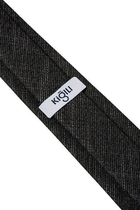 Dark Grey Patterned Linen Look Tie