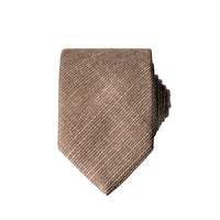 Dark Beige Patterned Linen-Look Tie