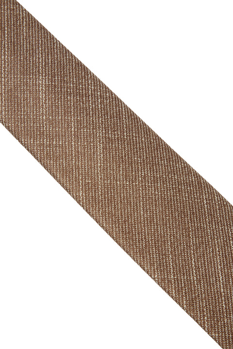 Dark Beige Patterned Linen-Look Tie
