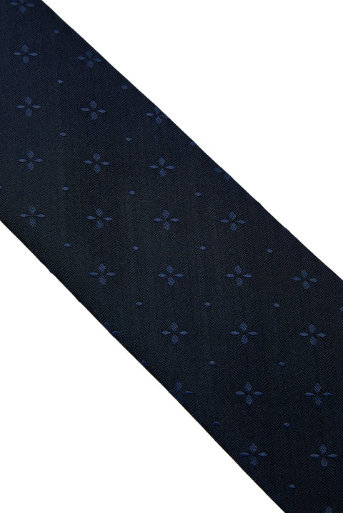 Navy Patterned Tie (75)