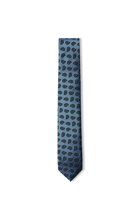 Dark Blue Paisley Patterned Tie