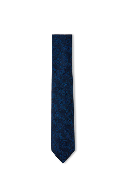 Navy Shawl Pattern Tie (7.5 cm)