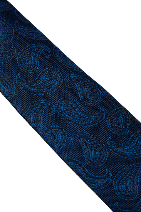 Navy Shawl Pattern Tie (7.5 cm)