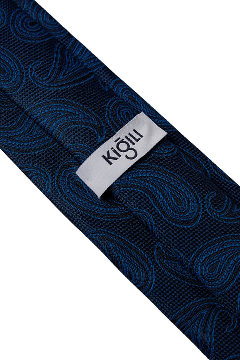 Navy Shawl Pattern Tie (7.5 cm)