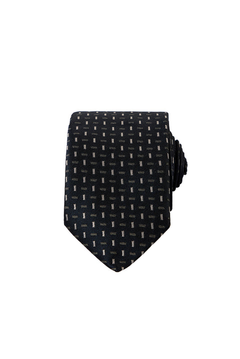 Dark Navy Blue Geometric Patterned Tie (7.5 cm)