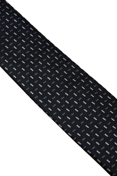 Dark Navy Blue Geometric Patterned Tie (7.5 cm)