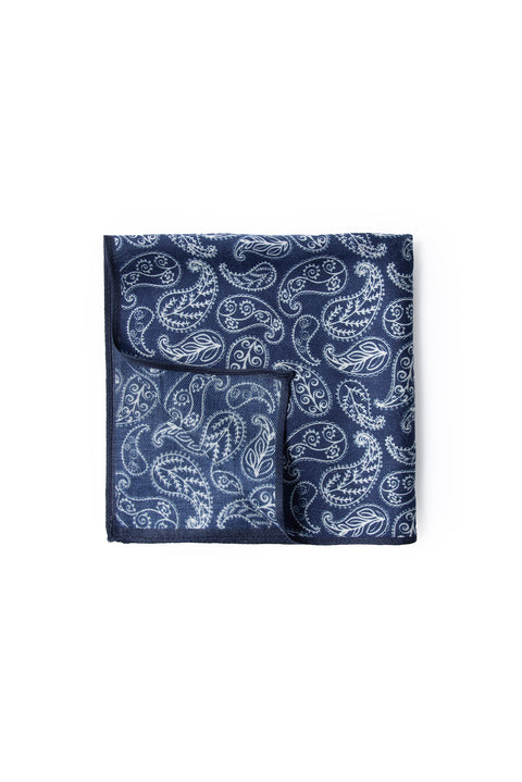 Dark Navy Paisley Modal Pocket Square