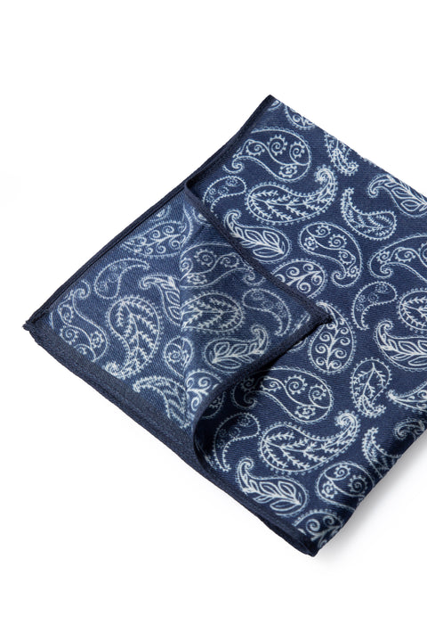 Dark Navy Paisley Modal Pocket Square