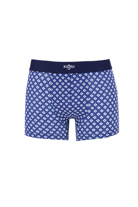 Dark Navy Slim Fit Cotton Patterned Boxer Shorts