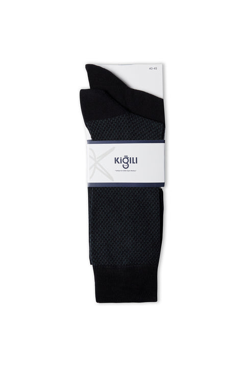 Mid Smoke Double Cotton Lycra Flexible Patterned Thin Socks Set