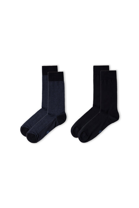 Indigo 2-Pack Cotton Lycra Flexible Patterned Thin Socks Set
