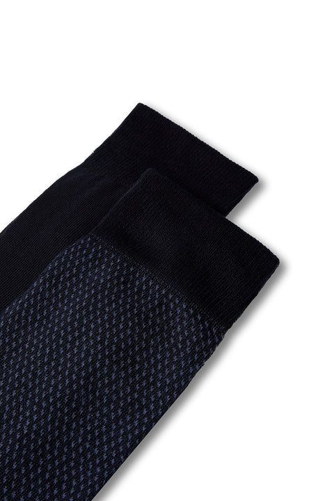 Indigo 2-Pack Cotton Lycra Flexible Patterned Thin Socks Set