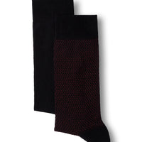 Dark Burgundy 2-Pack Cotton Lycra Flexible Patterned Thin Socks Set