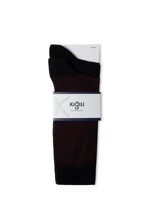 Dark Burgundy 2-Pack Cotton Lycra Flexible Patterned Thin Socks Set