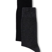 Medium Heather Grey 2-Pack Cotton Lycra Flexible Patterned Thin Sock Set