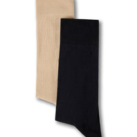 Medium Beige 2-Pack Patterned Socks
