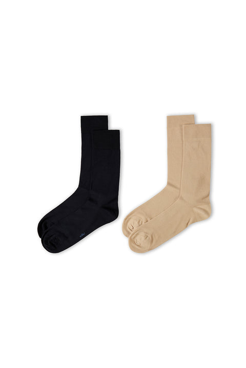 Medium Beige 2-Pack Patterned Socks