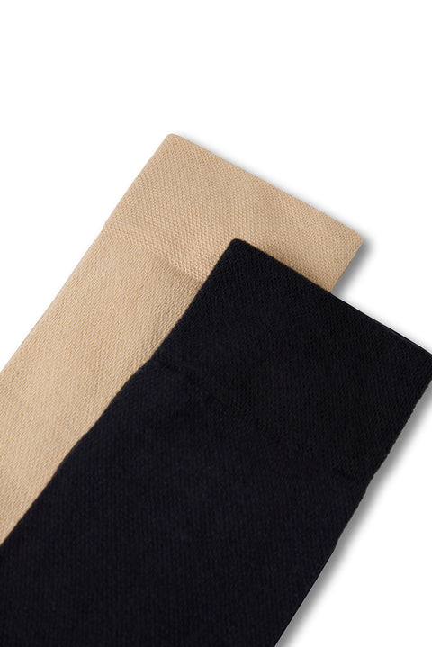 Medium Beige 2-Pack Patterned Socks