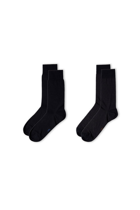 Dark Brown 2-Pack Cotton Lycra Flexible Patterned Thin Sock Set