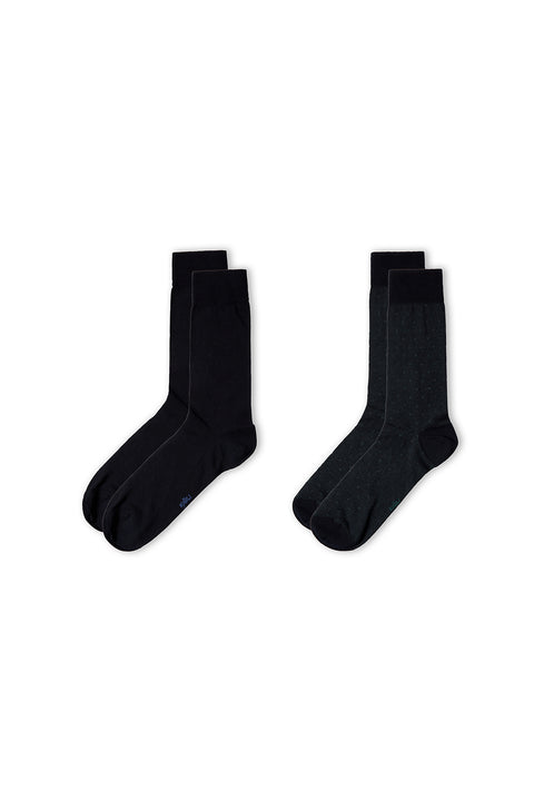 Petroleum Green 2-Pack Cotton Lycra Flexible Patterned Thin Sock Set