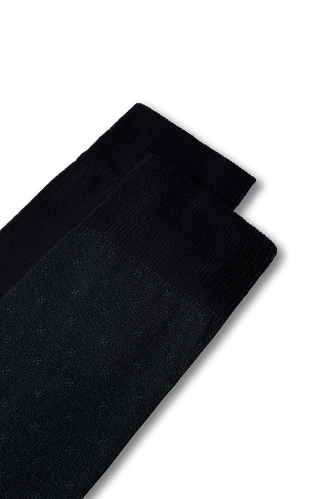 Petroleum Green 2-Pack Cotton Lycra Flexible Patterned Thin Sock Set