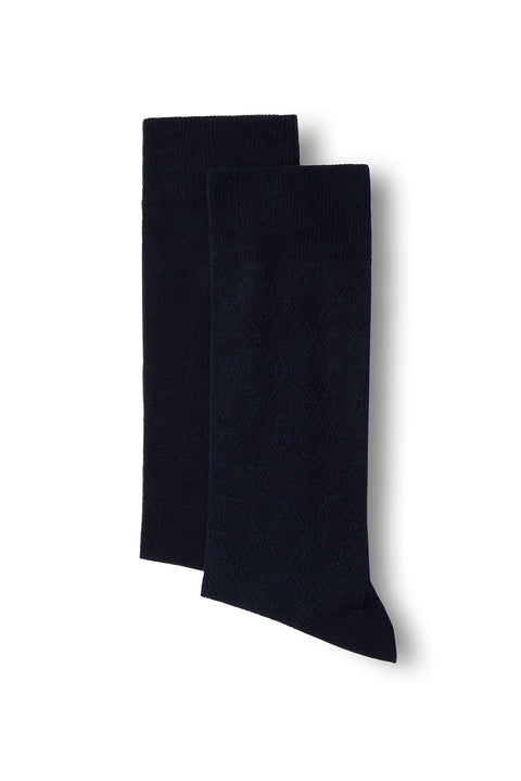 Dark Navy 2-Pack Cotton Lycra Flexible Patterned Thin Sock Set